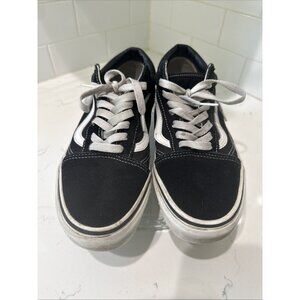VANS Old School Low Skate Shoes Sneaker Black White Canvas Sz Men 9.5 Women 11
